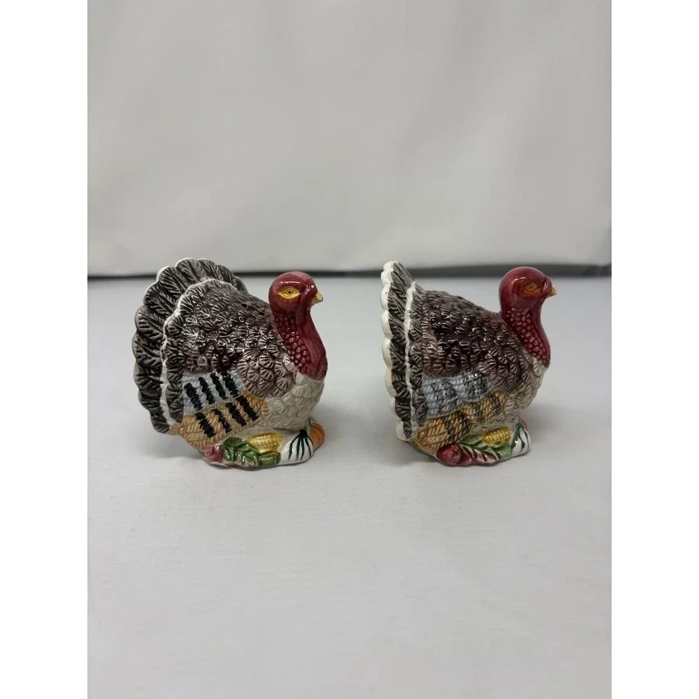 World Bazaars Turkey Salt & Pepper Shakers Ceramic Thanksgiving Fall Decor